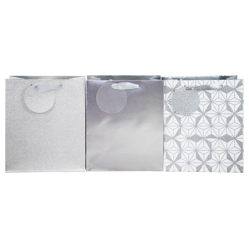 Luxury Gift Bag 3pk Silver Gift Bags B&M