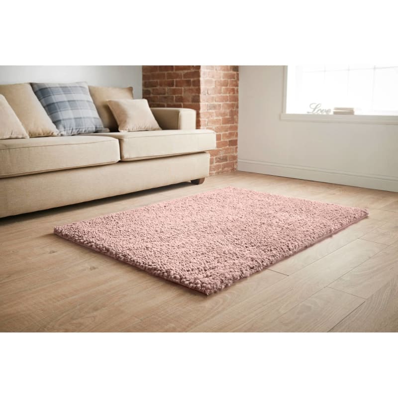 Chunky Knit Oversized Rug 100 x 150cm Blush Rugs B&M