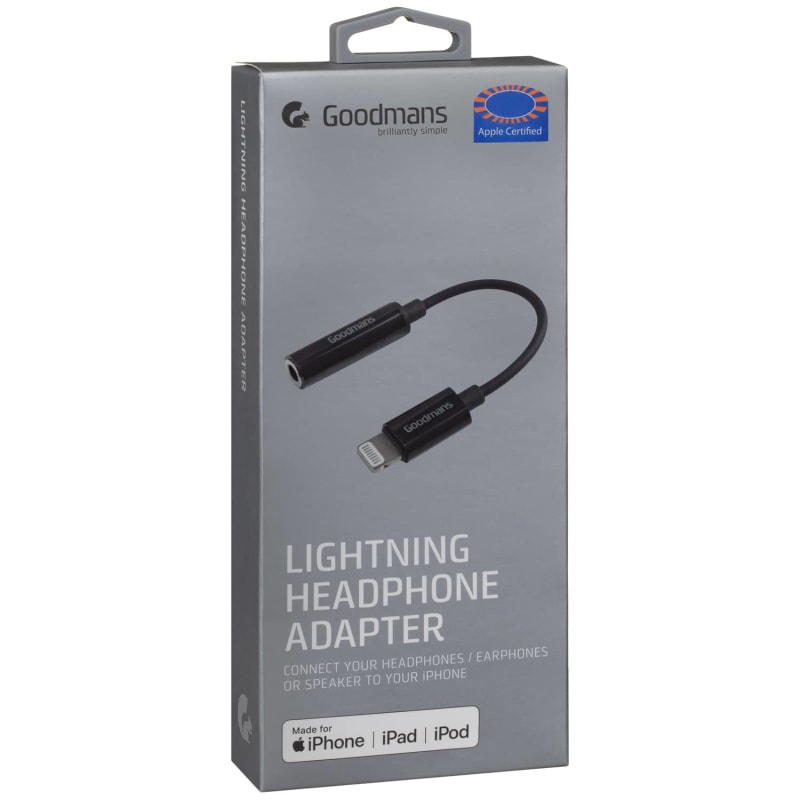 Goodmans Lightning Headphone Adapter Black Electrical B&M