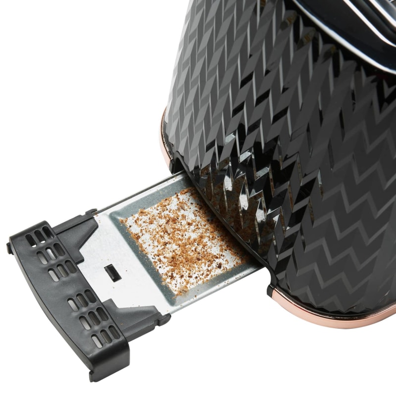 Goodmans Textured 2 Slice Toaster Black & Rose Gold B&M