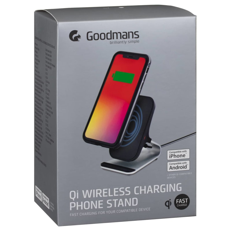 Goodmans Qi Wireless Charging Phone Stand Chargers B&M