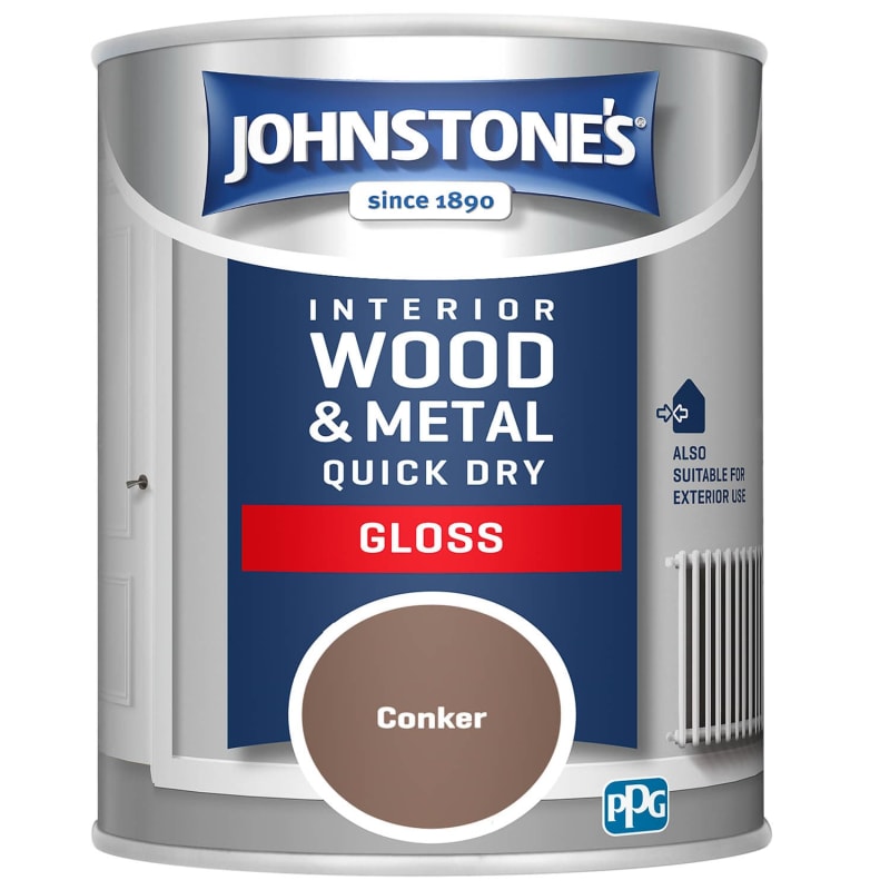 Johnstone's Quick Dry Gloss Conker 750ml Paint B&M