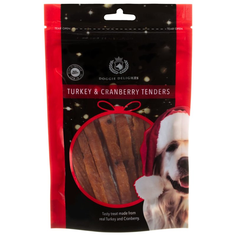 Festive Meaty Dog Treats Turkey & Cranberry Dog Treats B&M