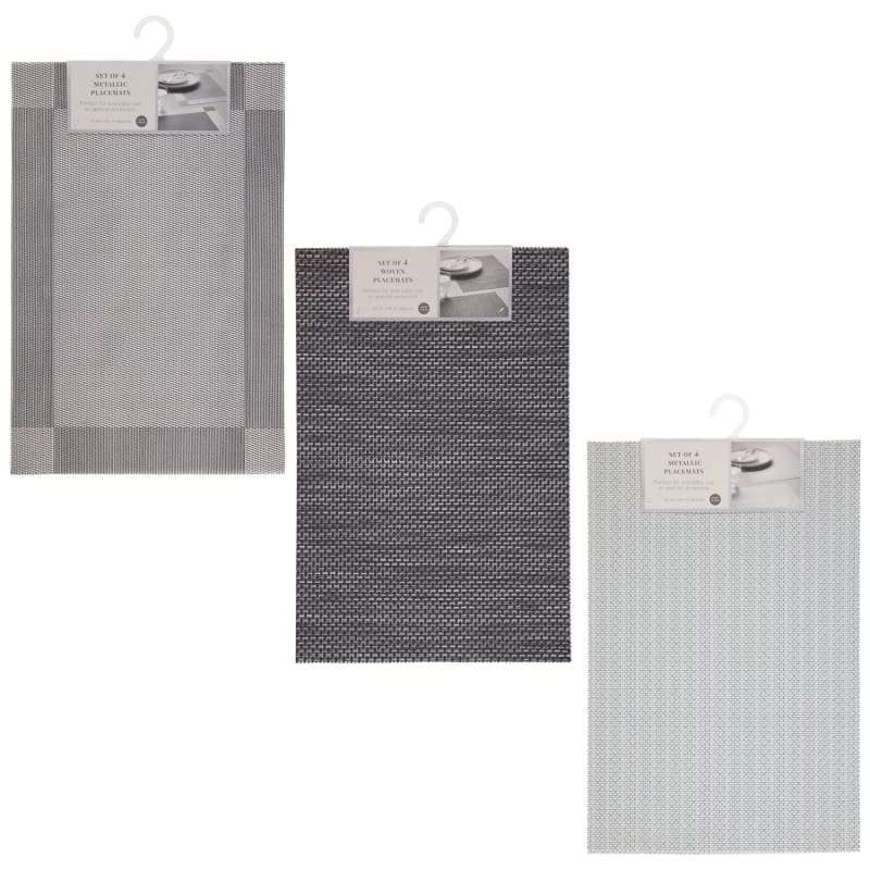 Metallic Woven Placemats Silver 4pk Tableware B&M Stores