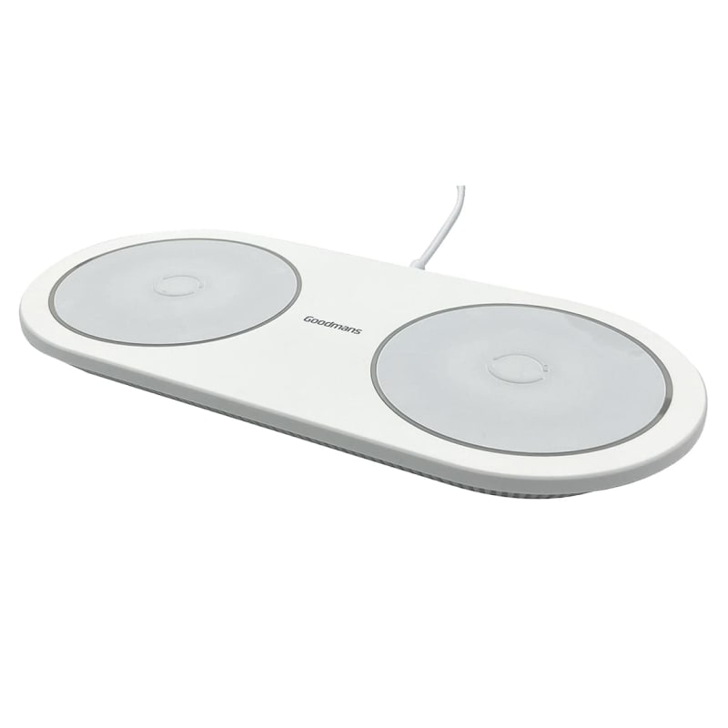 Goodmans Qi Wireless Dual Charging Pad White Chargers B&M