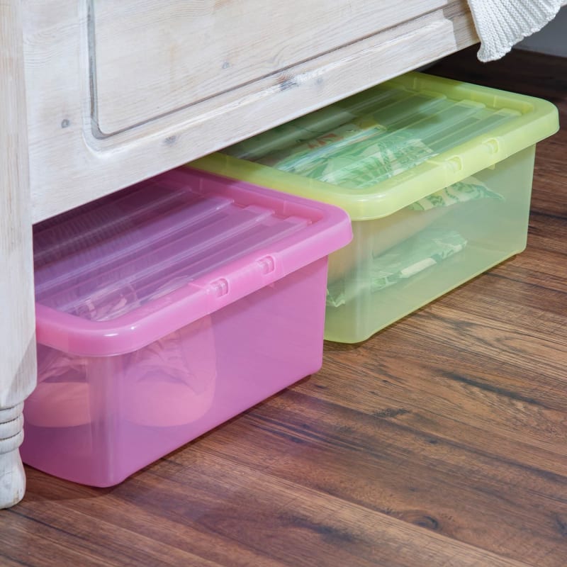 Translucent Storage Box 32L Pink Storage Box B&M Stores