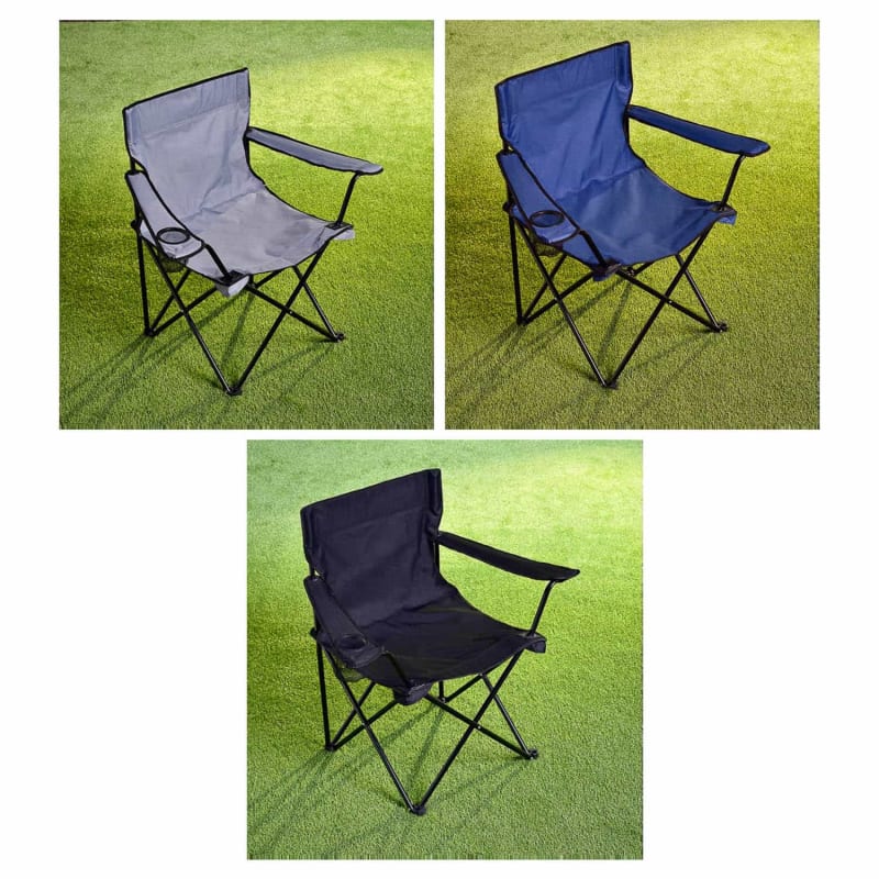 Folding Camping Chair with Cup Holder Navy Camping B&M