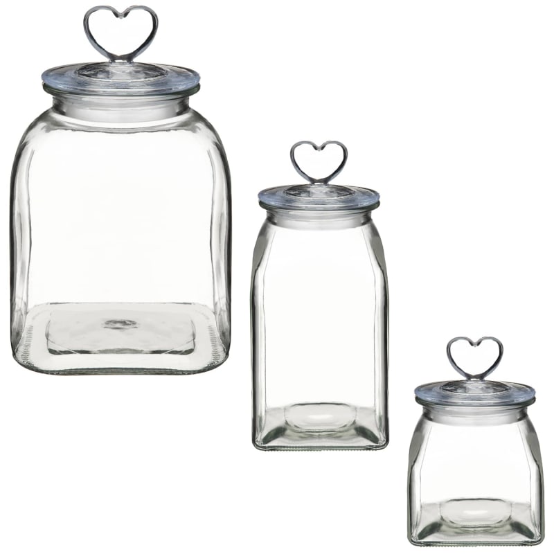 Glass Heart Jar Kitchen & Tableware Kitchen Storage B&M Stores