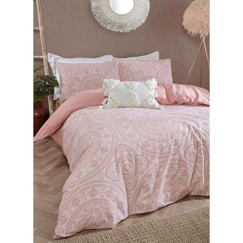 Mandala Double Duvet Set Blush Bedding B&M
