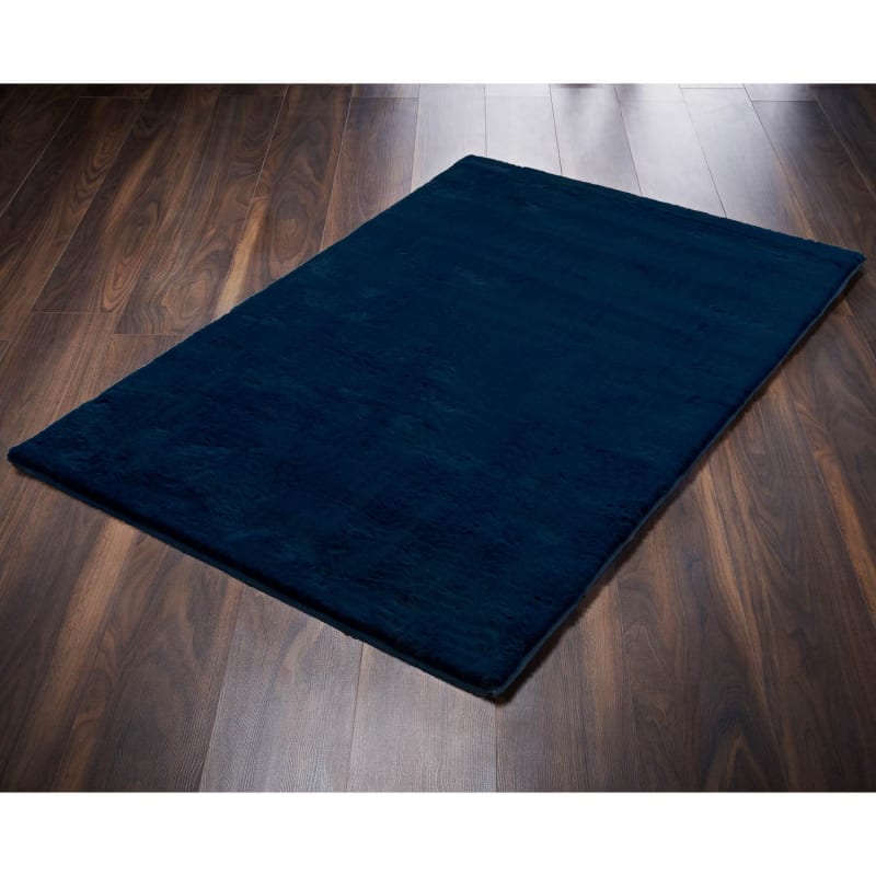 Luxury Faux Fur Rug 60 x 110cm Navy Rugs B&M Stores