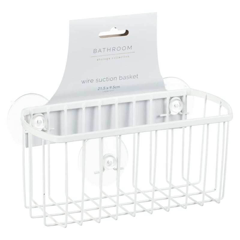 Wire Suction Basket White Bathroom Accessories B&M