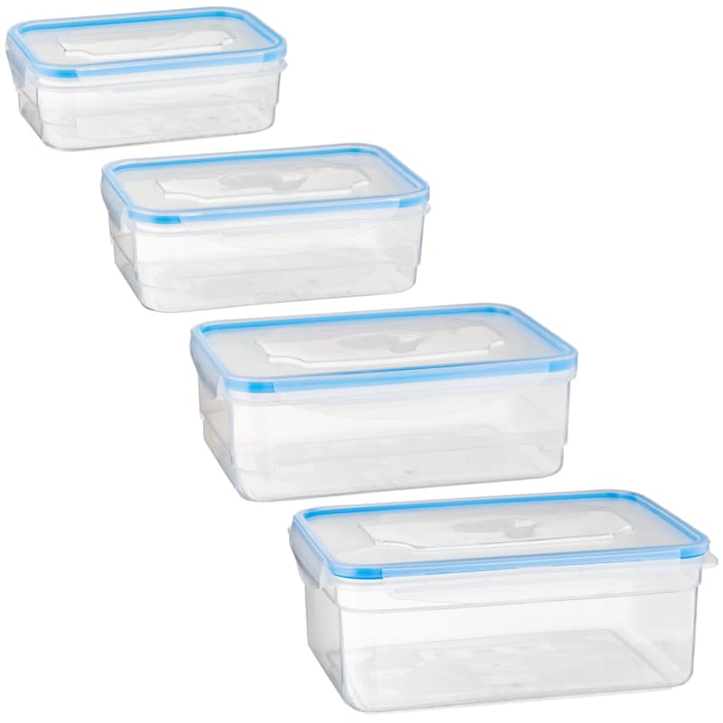 Clip Top Food Containers 4pk Blue Kitchen B&M