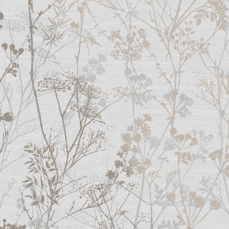 Hedgerow Wallpaper Grey & Pale Gold Cheap Wallpaper B&M