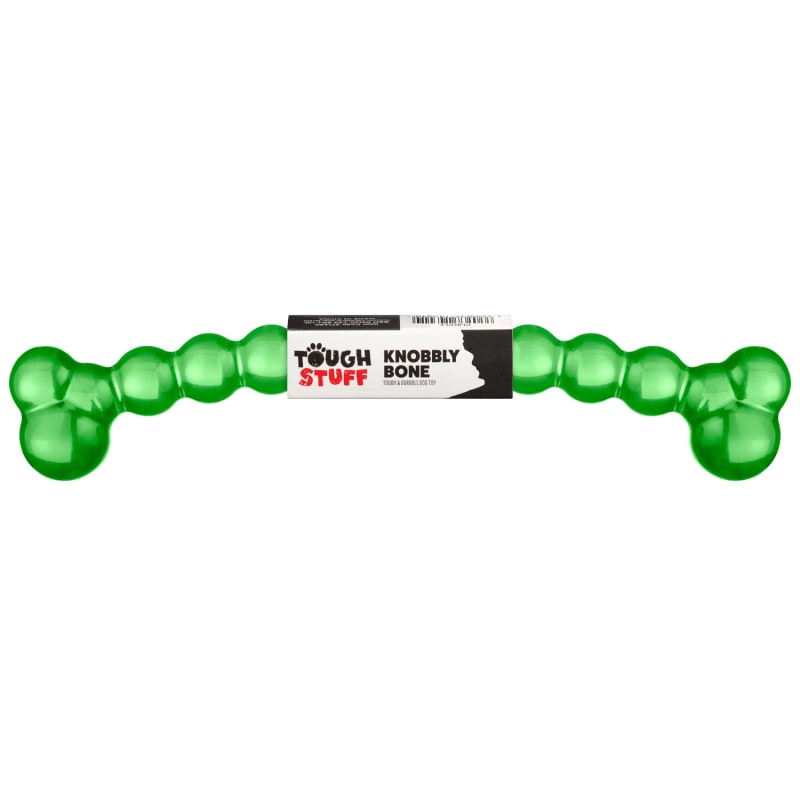 Tough Stuff Knobbly Bone Dog Toy Green Dog Toys B&M