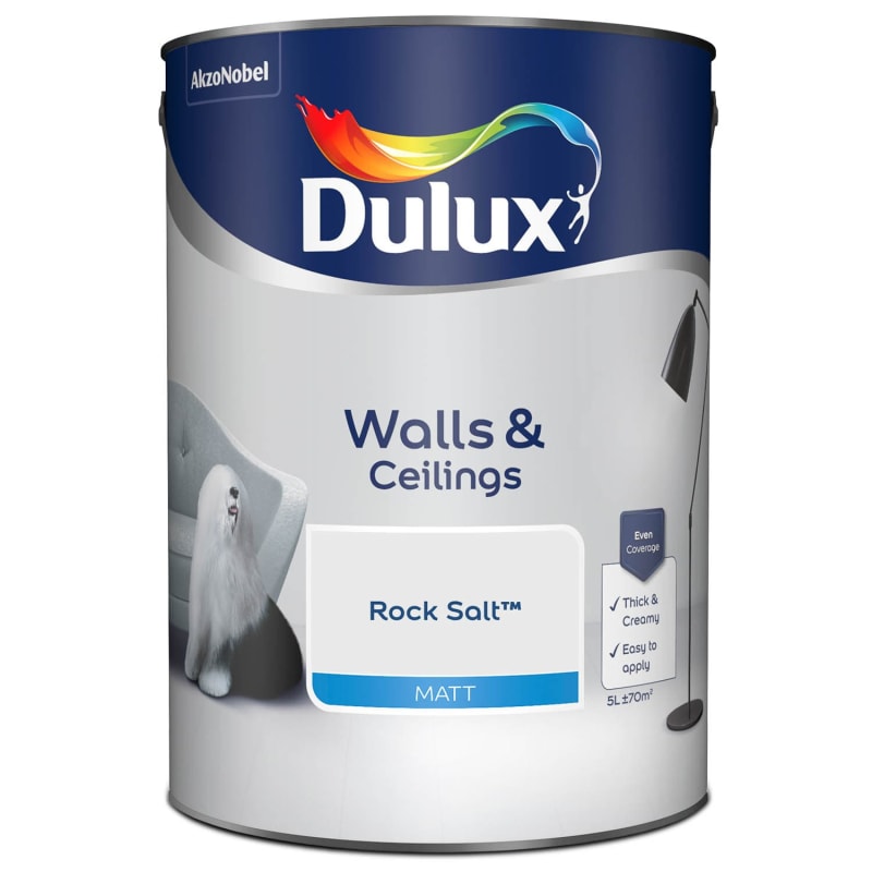 Dulux Matt Emulsion Paint Rock Salt 5L Emulsion B&M Stores