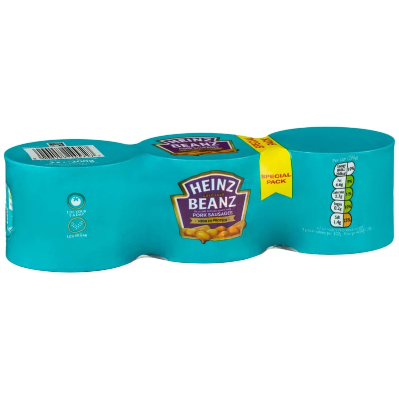 Heinz Beans with Sausages 3 x 200g Food & Drink B&M
