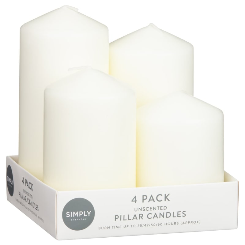 Simply Everyday Unscented Pillar Candles 4pk Candles B&M