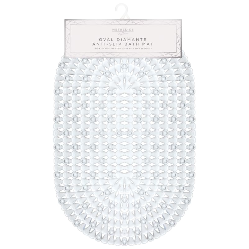 Diamante Oval Bath Mat Bathroom Accessories B&M