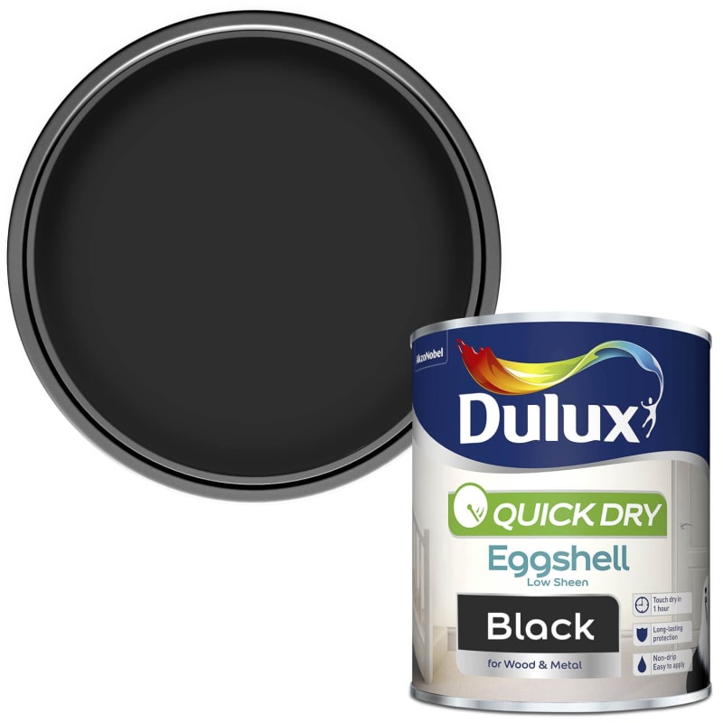 Dulux Quick Dry Eggshell Paint Black 750ml Paint B&M Stores