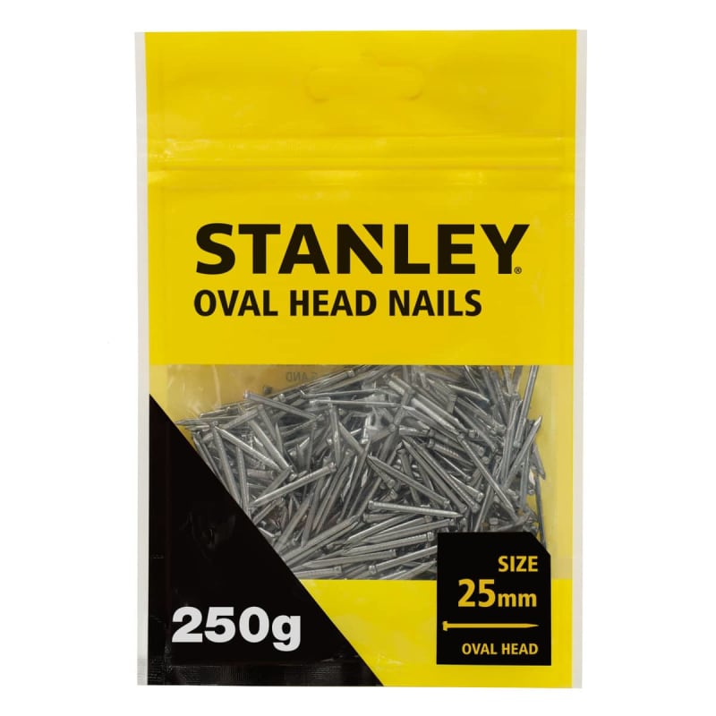 Stanley Oval Head Nails 25mm 250g Hand Tools B&M Stores