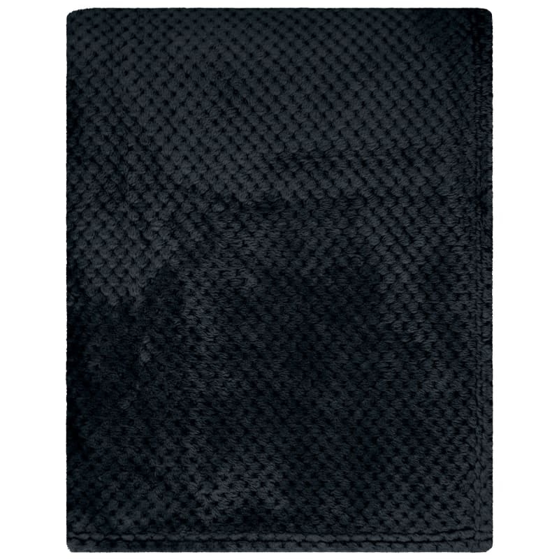Waffle Fleece Throw Black Throws B&M