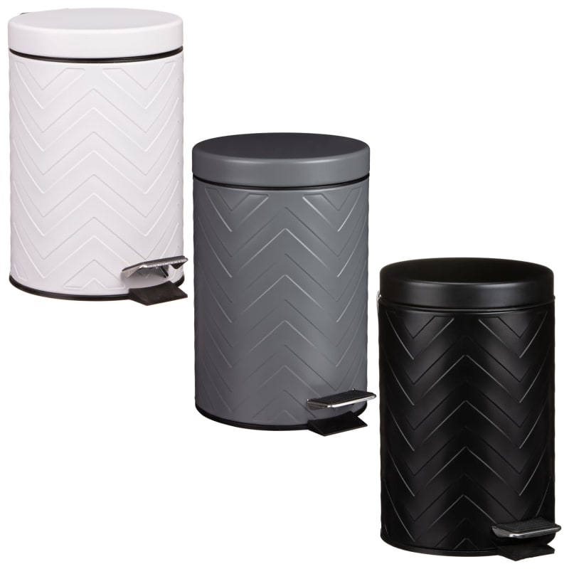 Soft Close Pedal Bin Black Chevron Bathroom Bins B&M