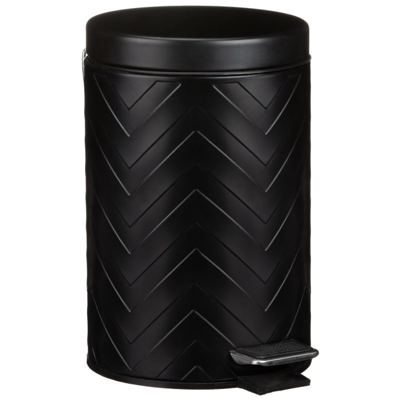 Soft Close Pedal Bin Black Chevron Bathroom Bins B&M