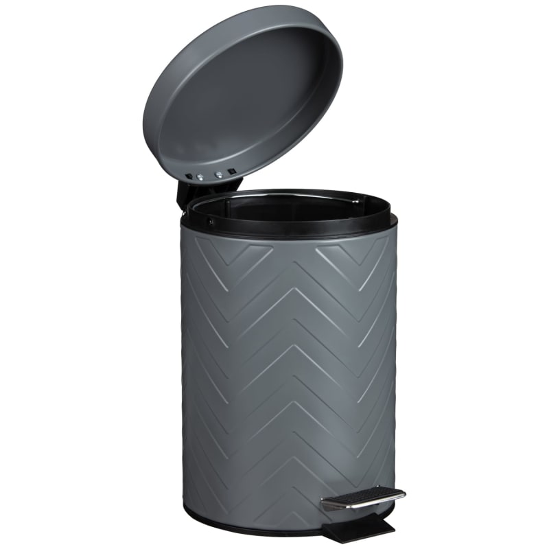 Chevron Soft Close Bin Grey Bathroom Bins B&M