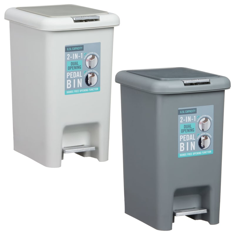 Pedal & Push Bin Grey Bathroom Bins B&M