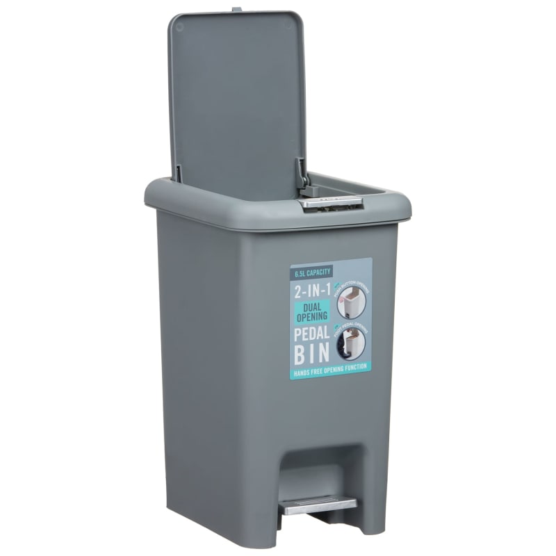 Pedal & Push Bin Grey Bathroom Bins B&M
