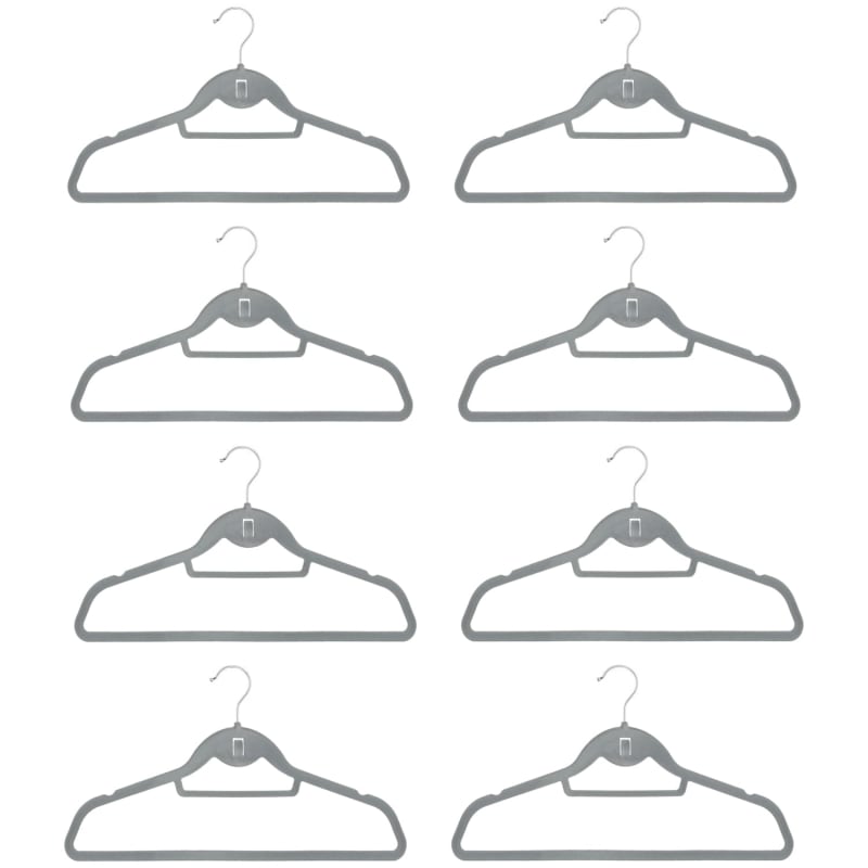 Pure Velvet Hangers 8pk Grey Hangers B&M Stores