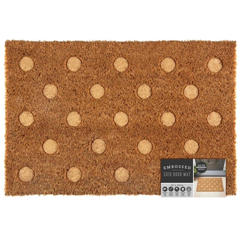 Embossed Coir Doormat 40 x 60cm Home B&M Stores