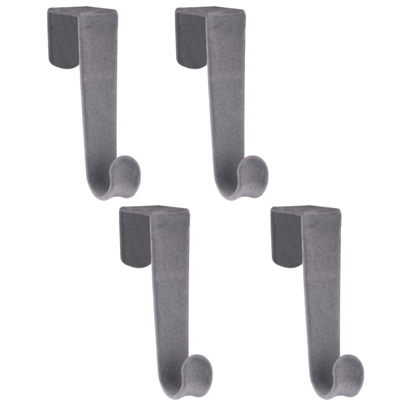 Velvet Overdoor Hooks 4pk Grey Hangers, Hooks, Rails B&M Stores