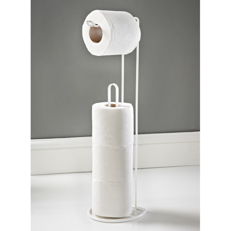 Addis 2 in 1 Toilet Roll Holder White Bathroom B&M Stores