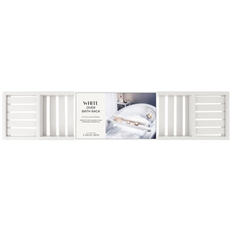 White Over Bath Rack Bathroom Accessories B&M Stores