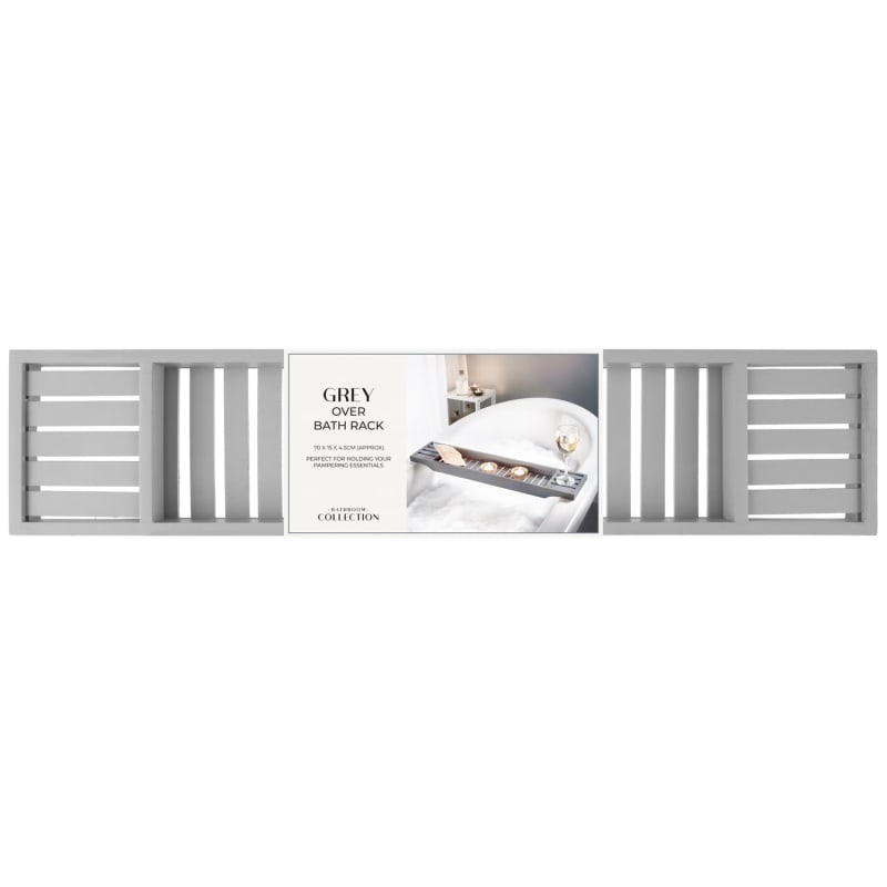 Grey Over Bath Rack Bathroom Accessories B&M