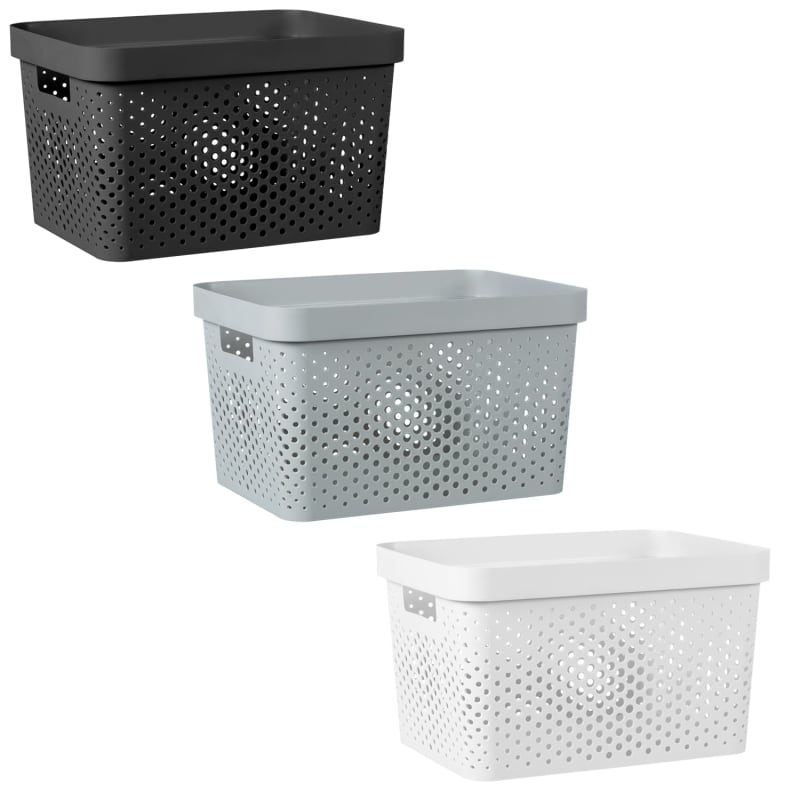 Large Rectangular Spot Storage Basket Grey Storage Baskets B&M Stores