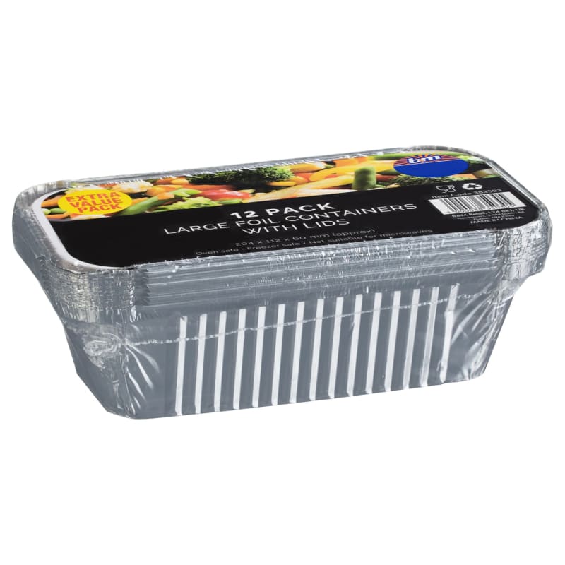 Large Foil Container With Lids 12pk Cookware B&M