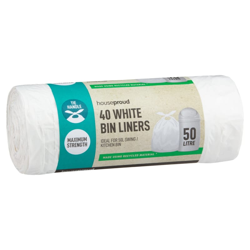 Houseproud White Bin Liners 40pk Household Essentials B&M Stores