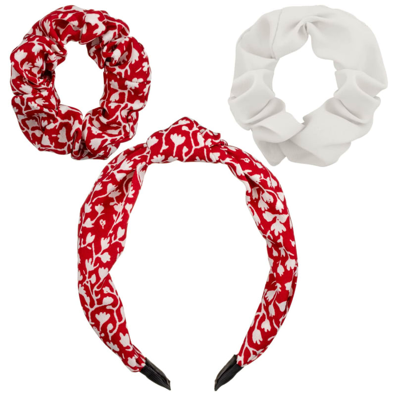 Headband & Scrunchie Set 3pk - Red & White | Hair Accessories | B&M