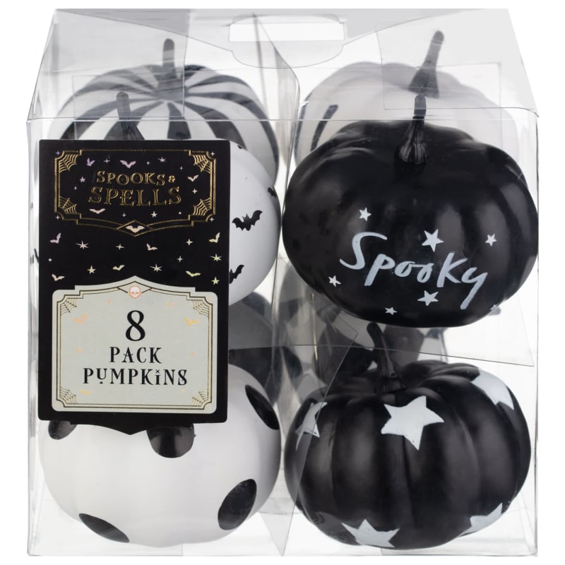Printed Pumpkins 8pk Halloween Decorations B&M