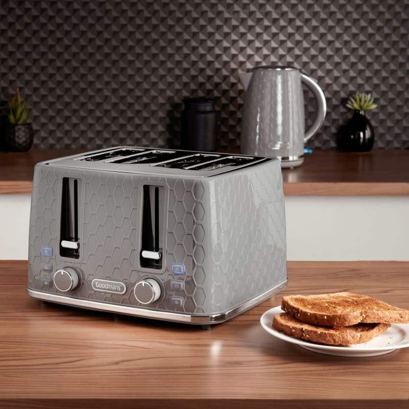 Goodmans Textured 4 Slice Toaster Grey Toasters B&M Stores