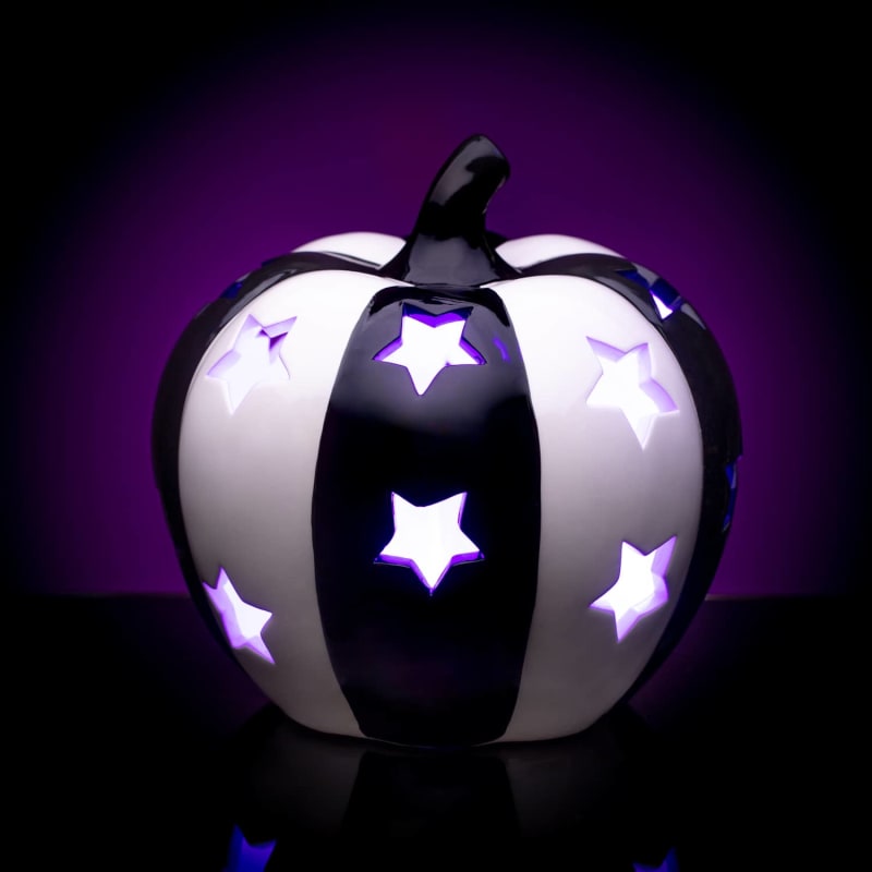 Ceramic Light Up Pumpkin Decoration Halloween Decorations B&M