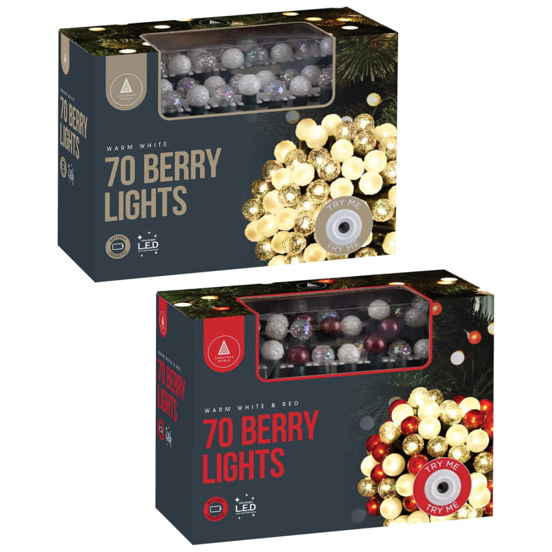 Red and white berry christmas lights Clearance