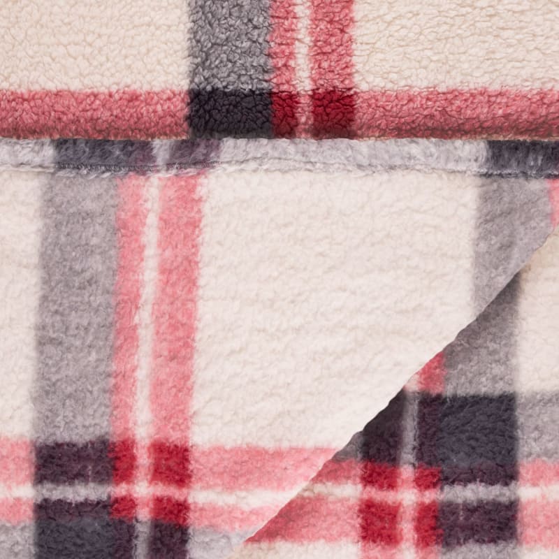 Simply Everyday Check Sherpa Throw Red Throws B&M Stores