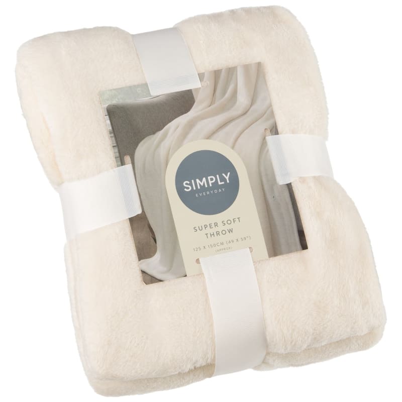 Simply Everyday Super Soft Throw Cream Throws B&M Stores