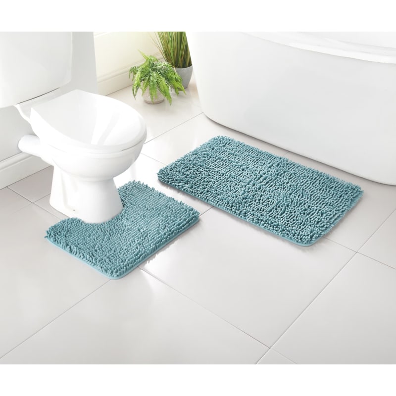 Noodle Bath Mat Set Blue Bathroom Accessories B&M
