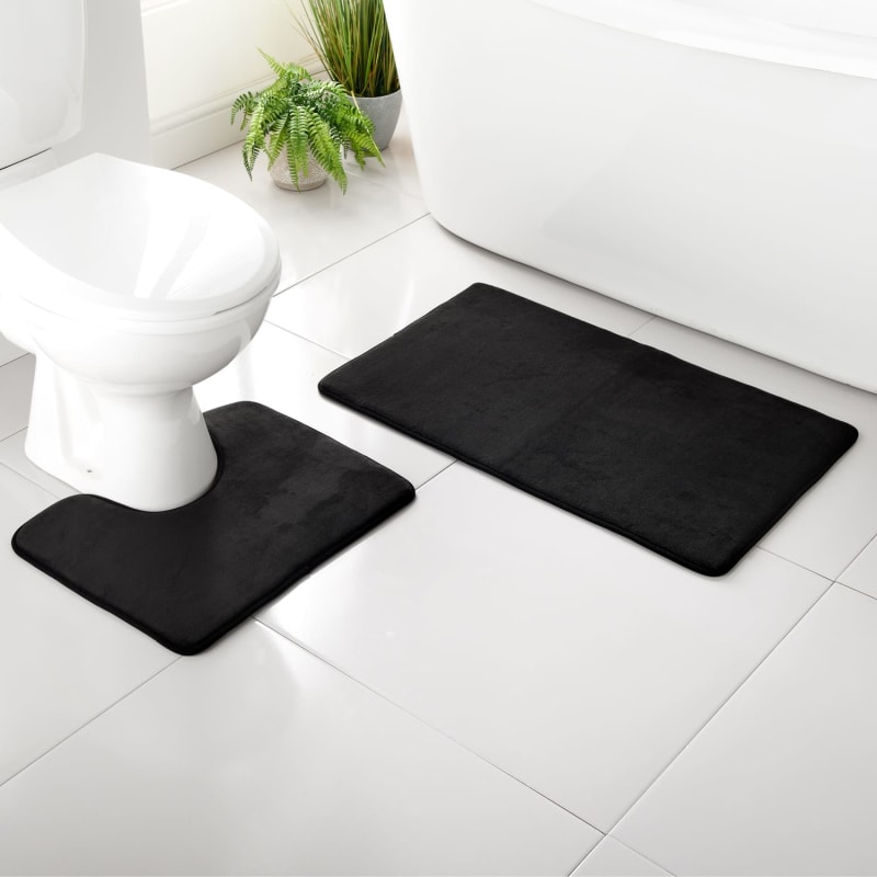 Bath Mat Set 2pc - Black | Bathroom Accessories | B&M Stores