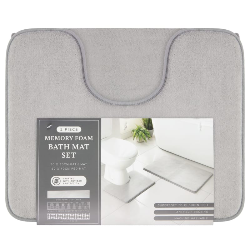 Bath Mat Set 2pc - Grey | Bathroom Accessories | B&M