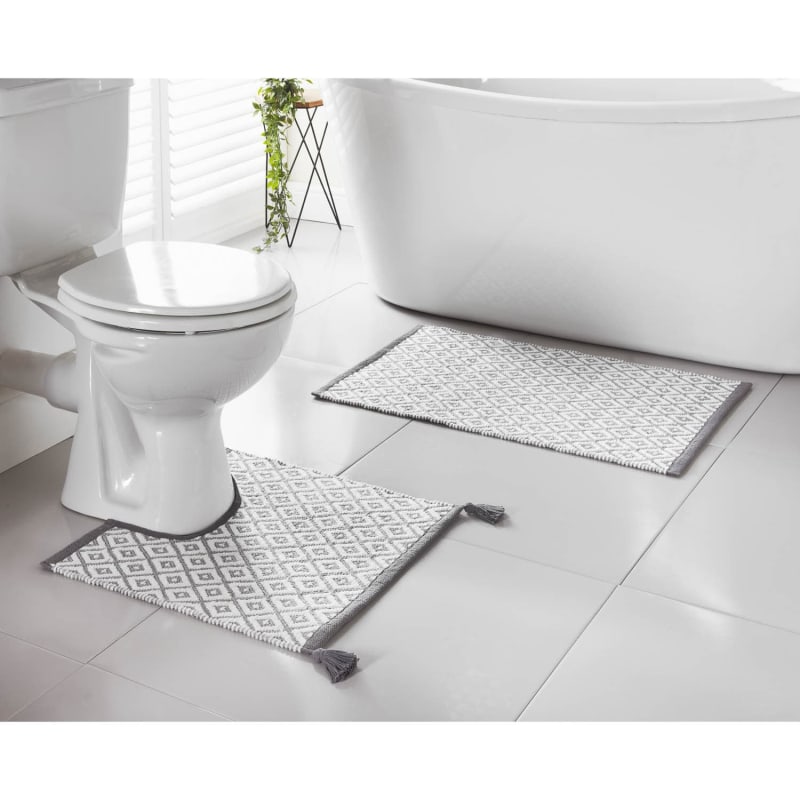 Diamond Woven Pedestal Mat Grey Pedestal Mat B&M Stores